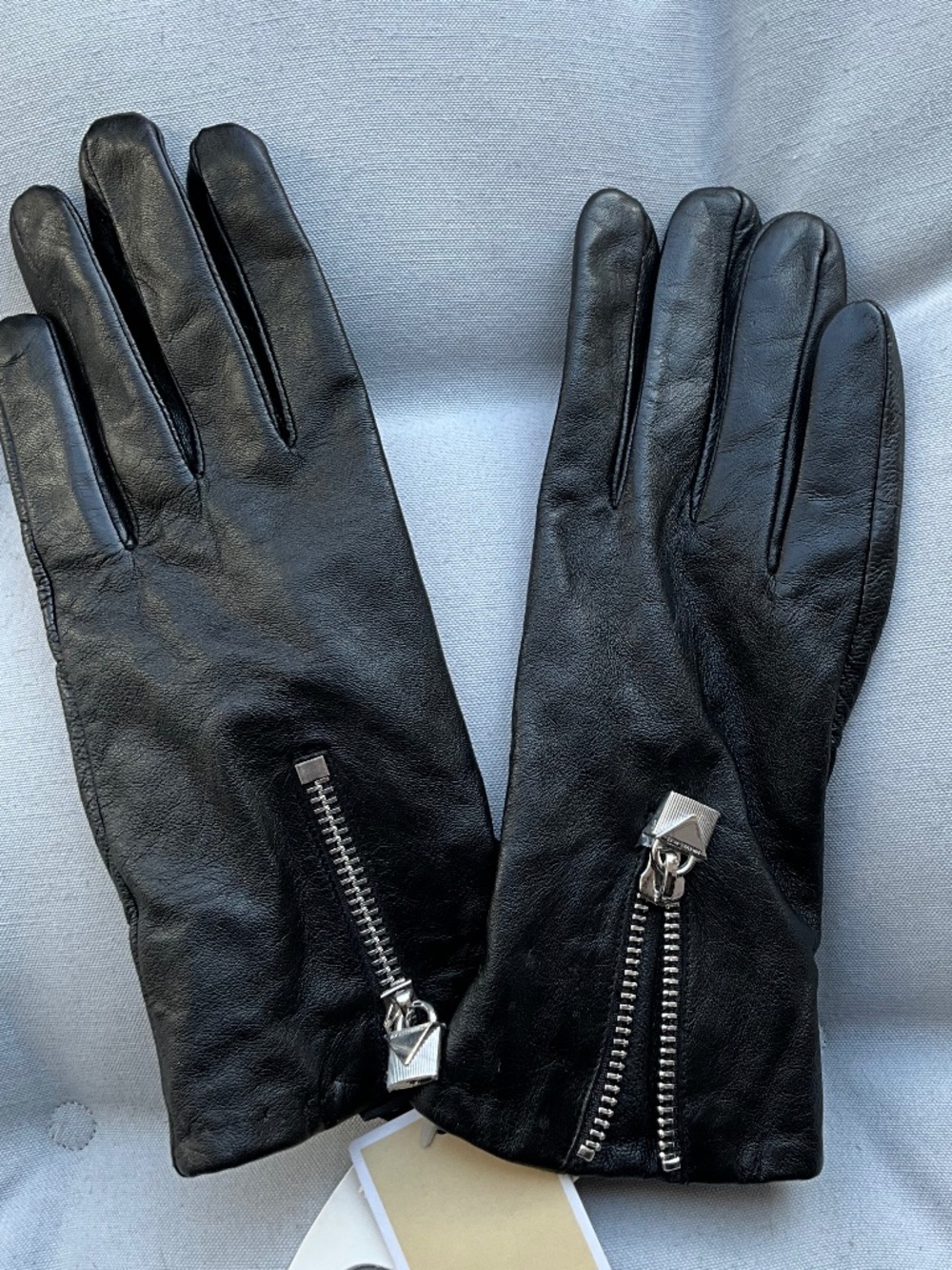 **Michael Michael Kors Black Leather Gloves – Size Large – New With Tags